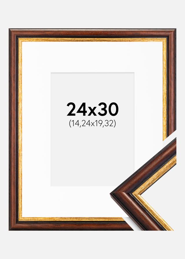 Ram med passepartou Frame Siljan Brown 24x30 cm - Picture Mount White 6x8 inches