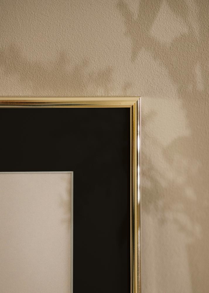 Ram med passepartou Frame Aluminium Shiny Gold 50x50 cm - Picture Mount Black 35x35 cm