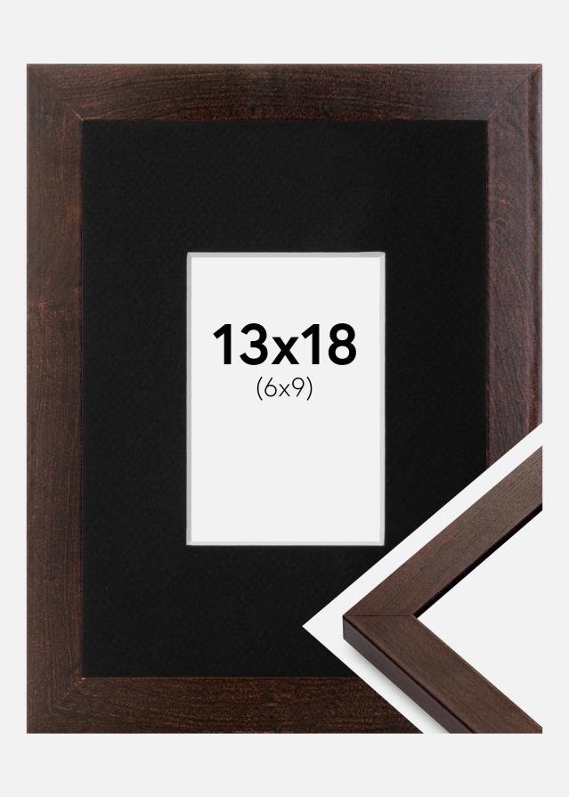 Ram med passepartou Frame Selection Walnut 13x18 cm - Picture Mount Black 7x10 cm