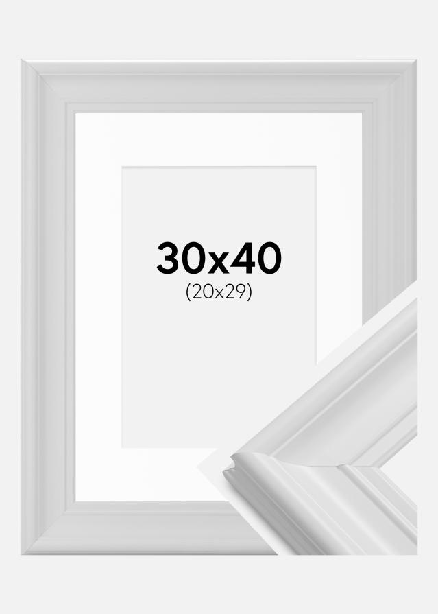 Ram med passepartou Frame Mora Premium White 30x40 cm - Picture Mount White 21x30 cm