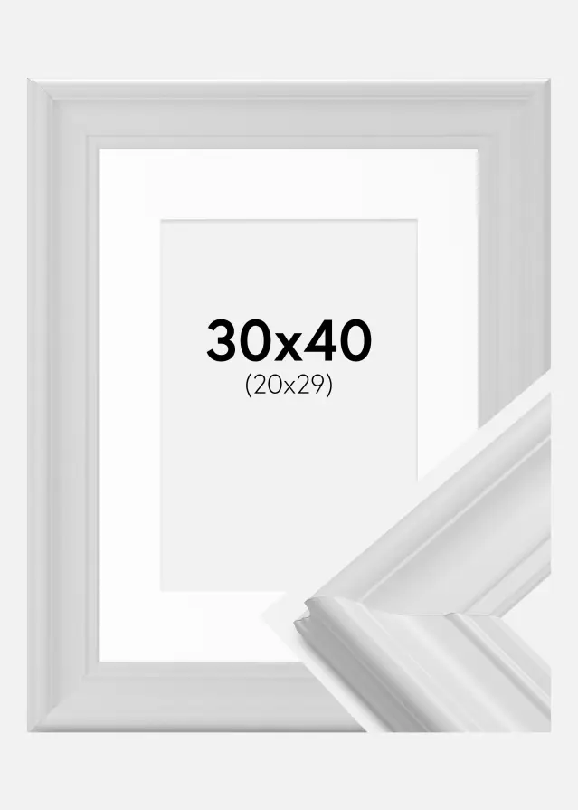 Ram med passepartou Frame Mora Premium White 30x40 cm - Picture Mount White 21x30 cm