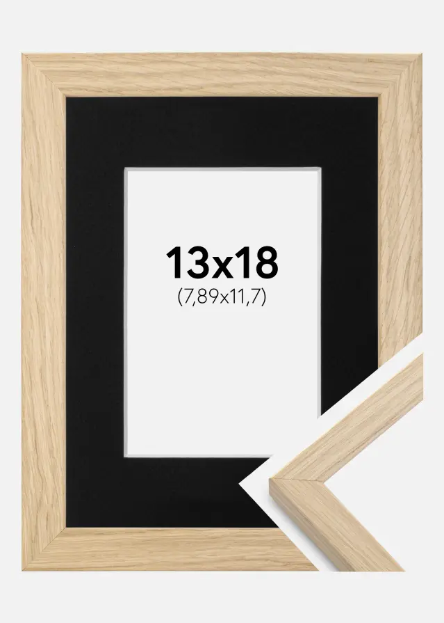 Ram med passepartou Frame Grimsåker Oak 13x18 cm - Picture Mount Black 3.5x5 inches