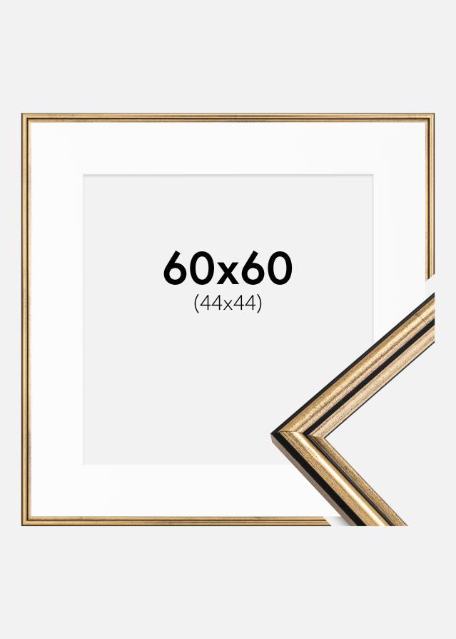Ram med passepartou Frame Horndal Gold 60x60 cm - Picture Mount White 45x45 cm