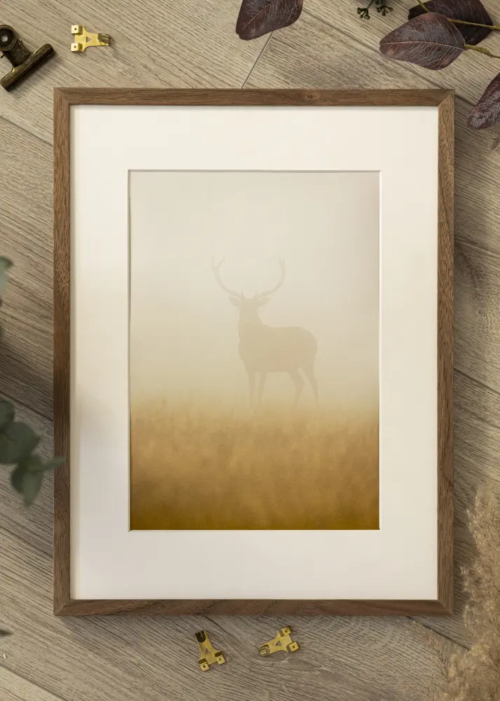 Ram med passepartou Frame Soul Walnut Veneer 30x40 cm - Picture Mount White 21x29.7 cm (A4)