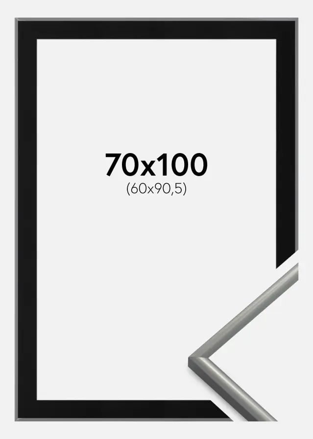 Ram med passepartou Frame New Lifestyle Light Grey 70x100 cm - Picture Mount Black 61x91.5 cm