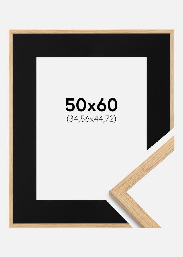 Ram med passepartou Frame Galant Oak 50x60 cm - Picture Mount Black 14x18 inches