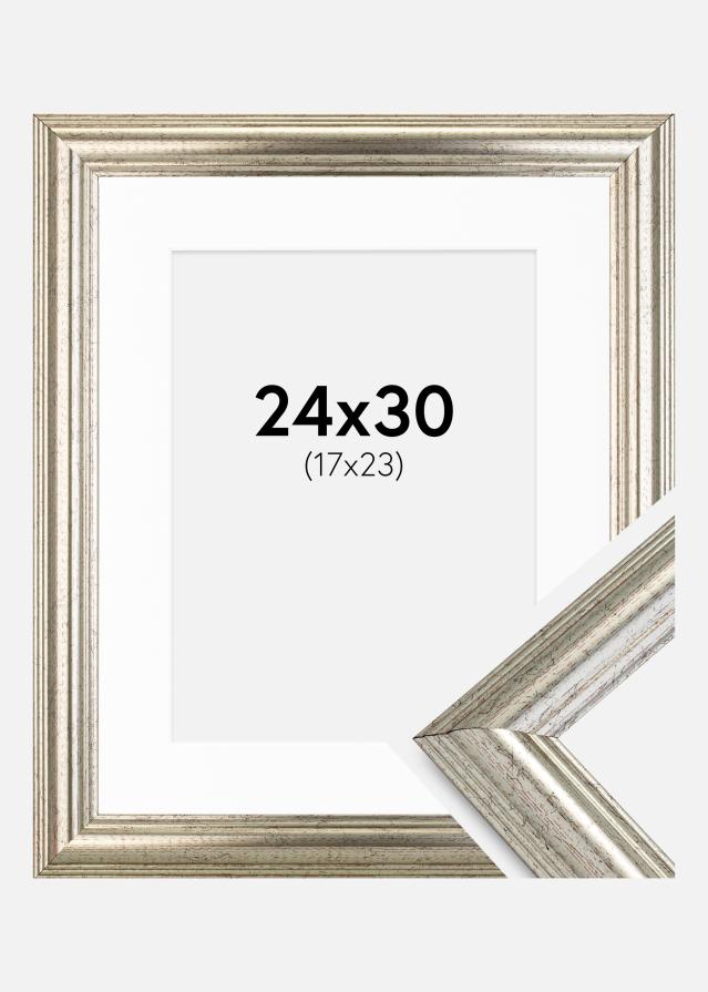Ram med passepartou Frame Västkusten Silver 24x30 cm - Picture Mount White 18x24 cm