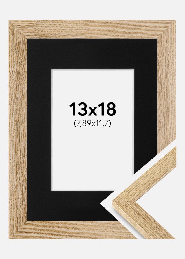 Ram med passepartou Frame Selection Oak 13x18 cm - Picture Mount Black 3.5x5 inches