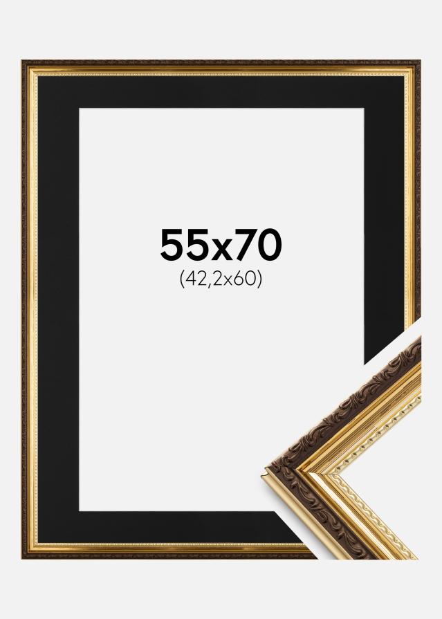 Ram med passepartou Frame Abisko Gold 55x70 cm - Picture Mount Black 43.2x61 cm (A2+)
