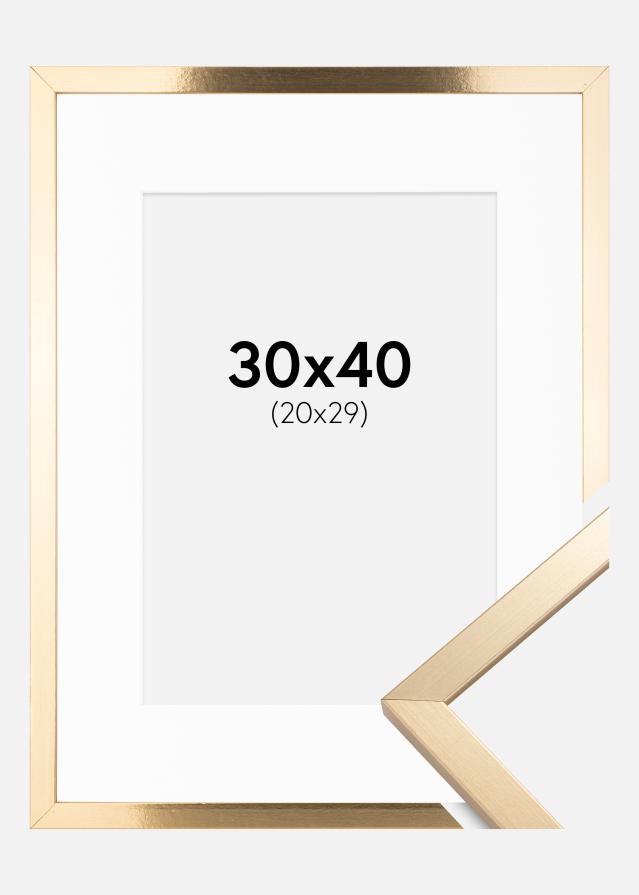 Ram med passepartou Frame Trendy Gold 30x40 cm - Picture Mount White 21x30 cm