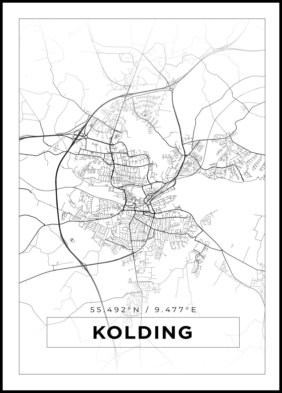 Product Image for Map - Kolding - White Poster (21x29.7 cm (A4))