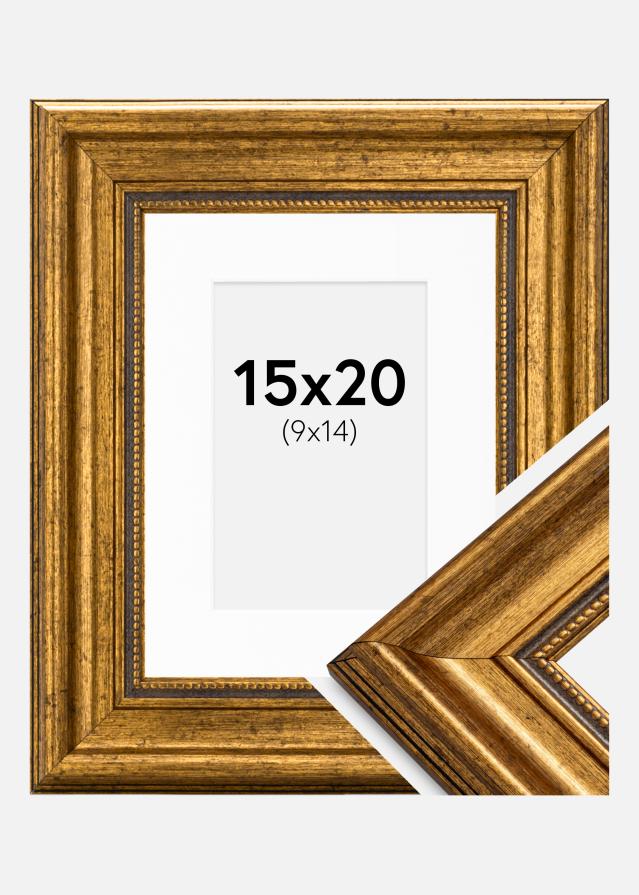 Ram med passepartou Frame Rokoko Gold 15x20 cm - Picture Mount White 10x15 cm