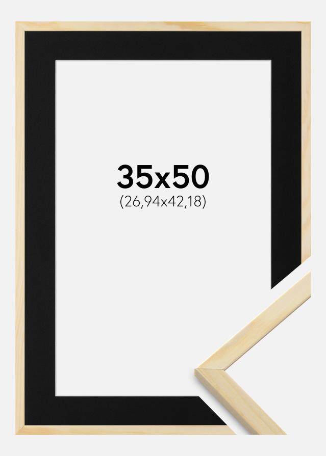 Ram med passepartou Frame Galant Pine 35x50 cm - Picture Mount Black 11x17 inches