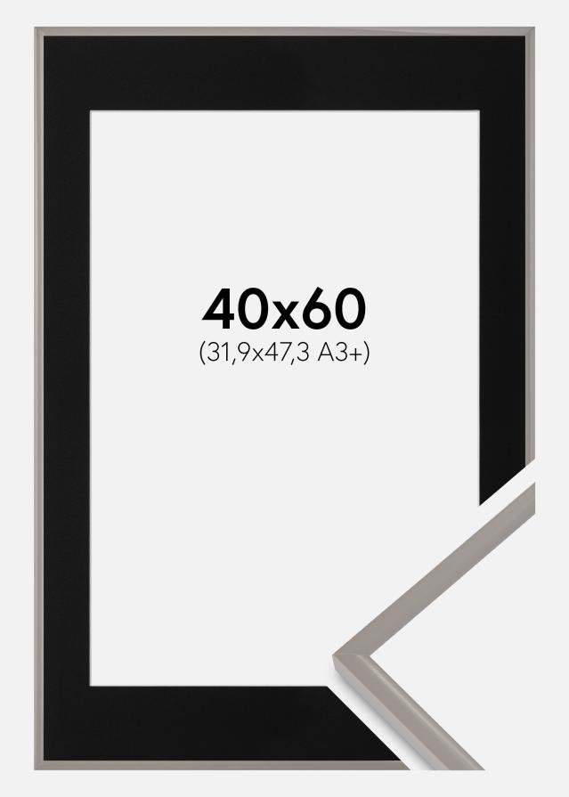 Ram med passepartou Frame New Lifestyle Earth Grey 40x60 cm - Picture Mount Black 32.9x48.3 cm