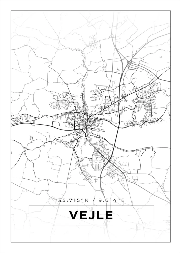 Bildverkstad Map - Vejle - White Poster