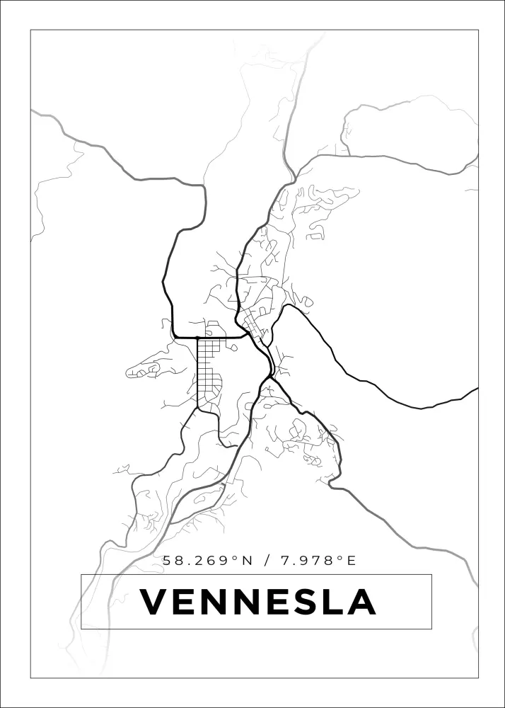 Bildverkstad Map - Vennesla - White Poster