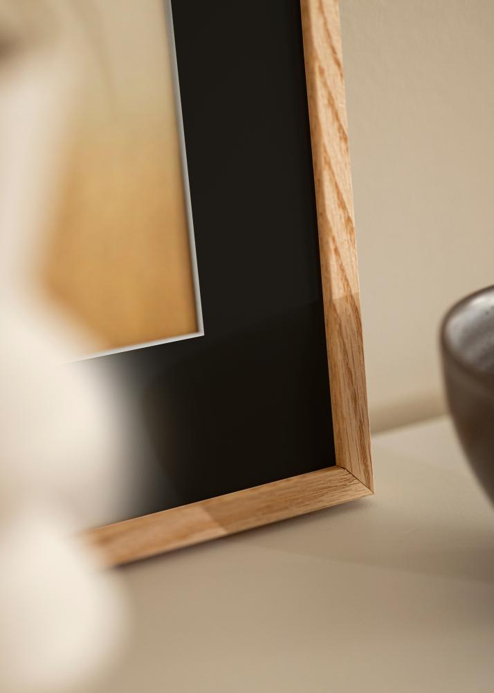 Ram med passepartou Frame E-Line Oak 30x40 cm - Picture Mount Black 21x29.7 cm (A4)