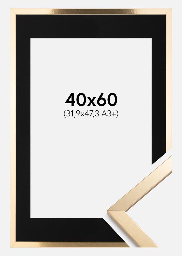 Ram med passepartou Frame Trendy Gold 40x60 cm - Picture Mount Black 32.9x48.3 cm (A3+)