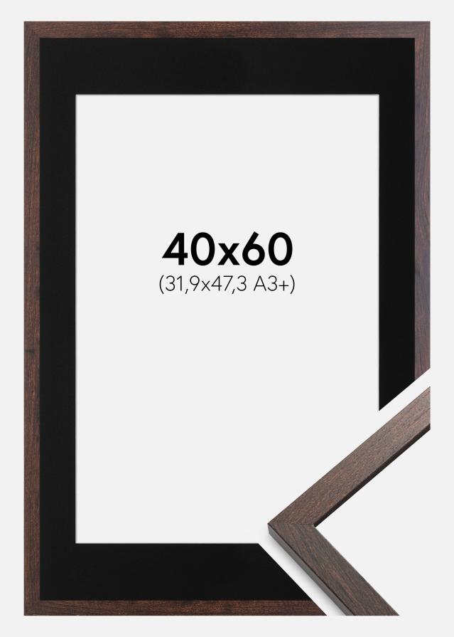 Ram med passepartou Frame Trendy Walnut 40x60 cm - Picture Mount Black 32.9x48.3 cm