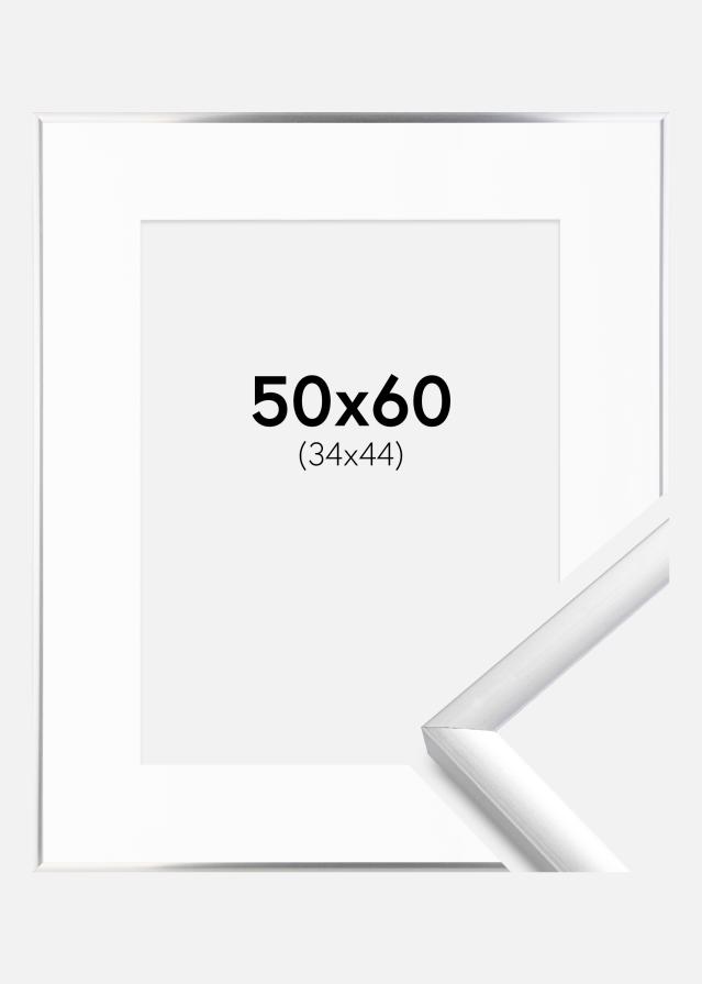 Ram med passepartou Frame New Lifestyle Silver 50x60 cm - Picture Mount White 35x45 cm