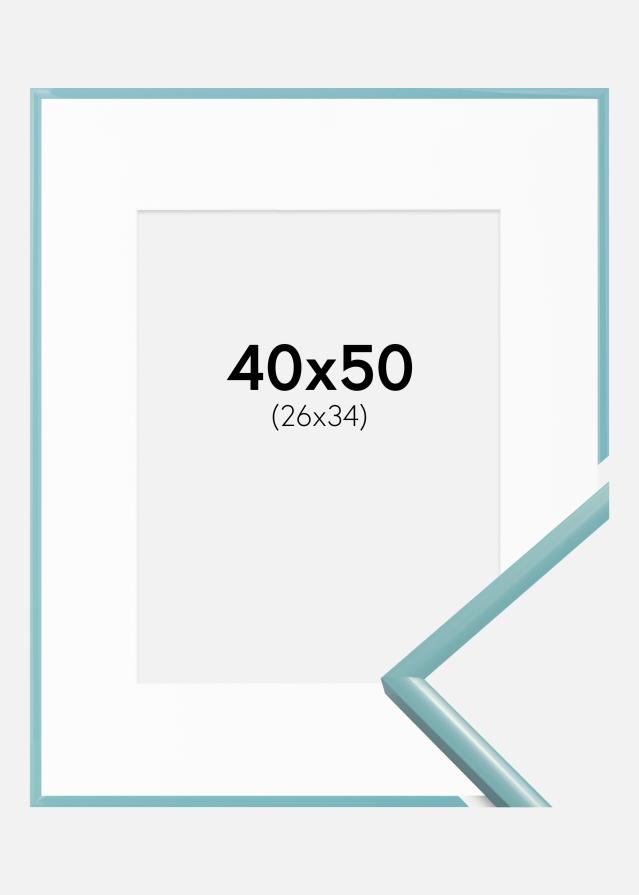 Ram med passepartou Frame New Lifestyle Turquoise 40x50 cm - Picture Mount White 27x35 cm