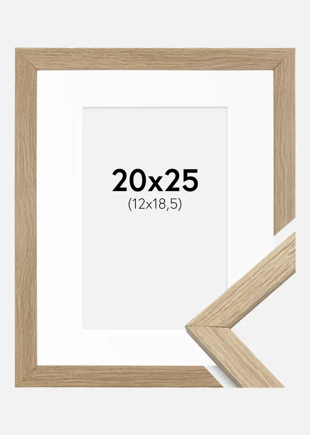 Ram med passepartou Frame Stilren Acrylic Glass Oak 20x25 cm - Picture Mount White 13x19.5 cm