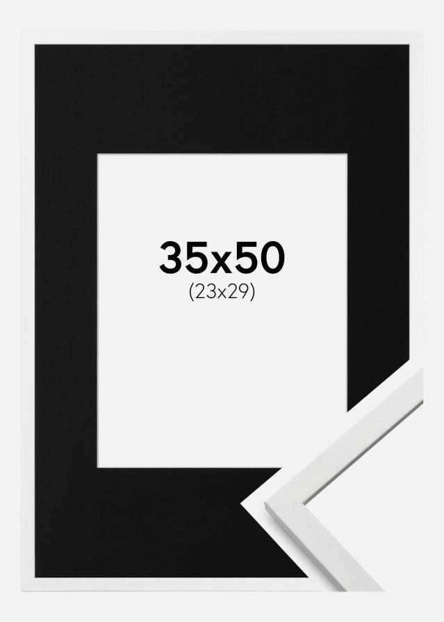 Ram med passepartou Frame Edsbyn White 35x50 cm - Picture Mount Black 24x30 cm