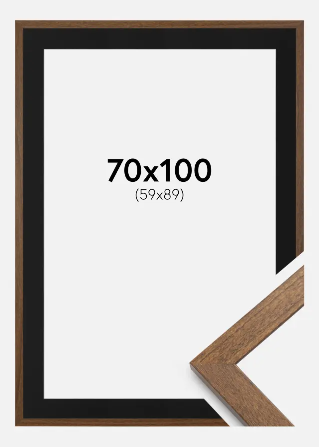 Ram med passepartou Frame Stilren Warm Brown 70x100 cm - Picture Mount Black 60x90 cm