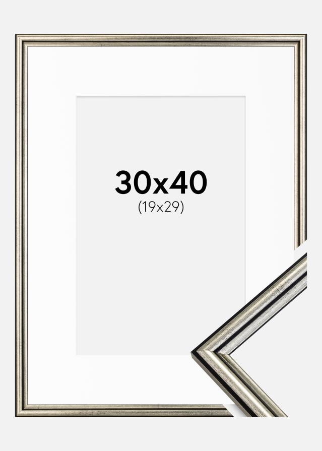 Ram med passepartou Frame Horndal Silver 30x40 cm - Picture Mount White 20x30 cm