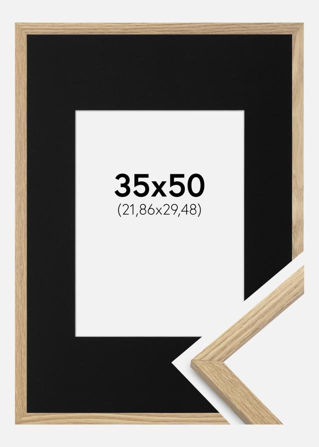 Ram med passepartou Frame Trendy Oak 35x50 cm - Picture Mount Black 9x12 inches