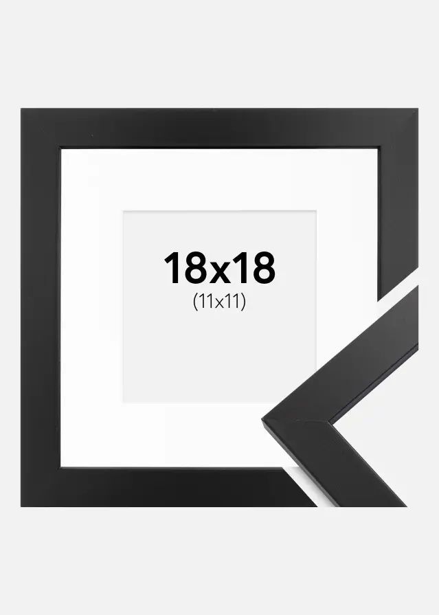 Ram med passepartou Frame Black Wood 18x18 cm - Picture Mount White 12x12 cm