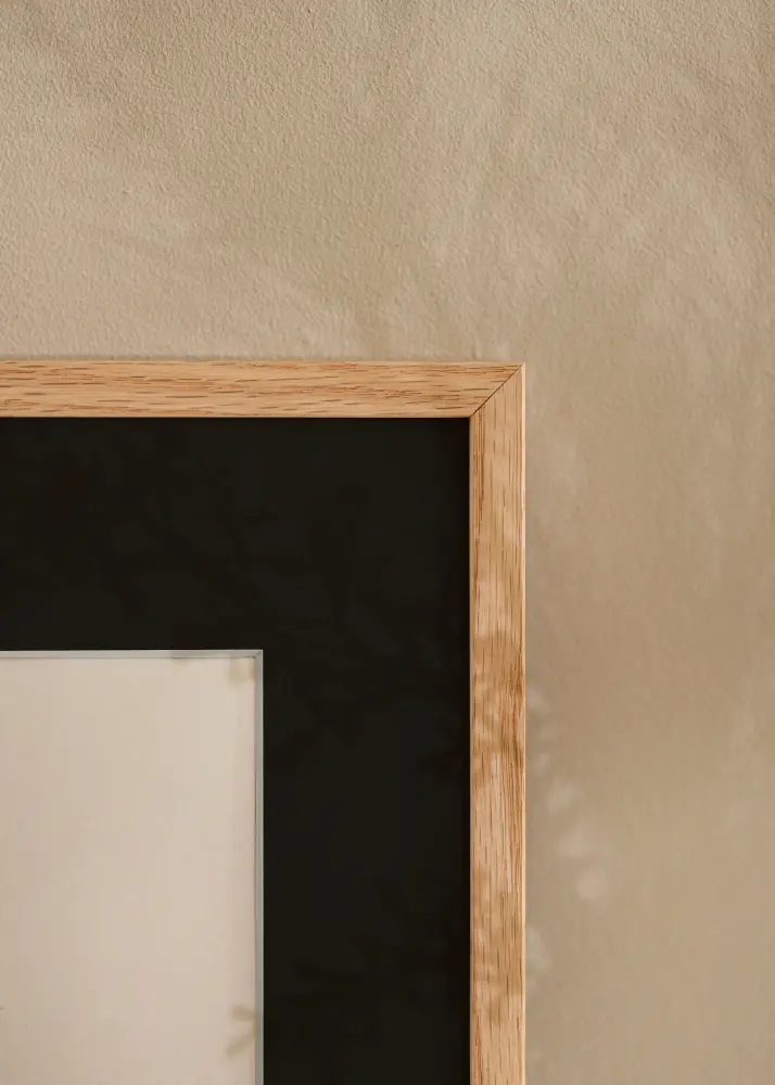 Ram med passepartou Frame E-Line Oak 30x40 cm - Picture Mount Black 21x29.7 cm (A4)