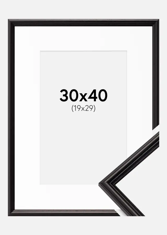 Ram med passepartou Frame Horndal Black 30x40 cm - Picture Mount White 20x30 cm