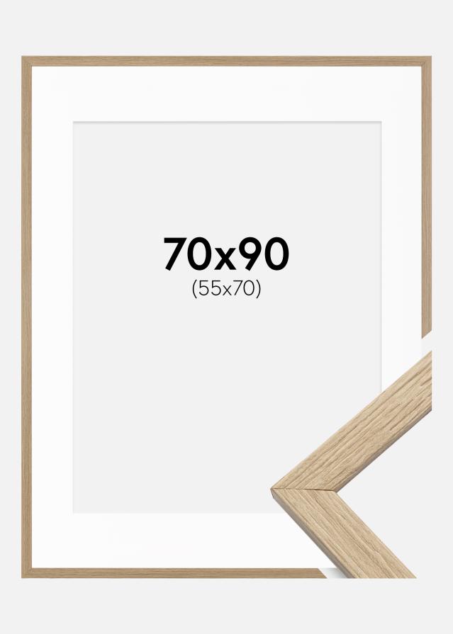 Ram med passepartou Frame Stilren Acrylic Glass Oak 70x90 cm - Picture Mount White 56x71 cm