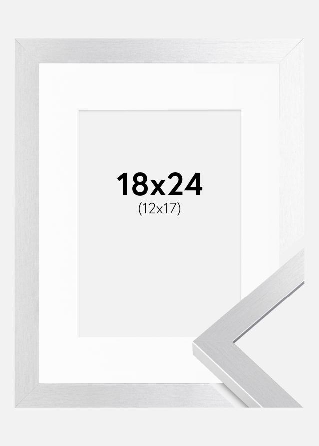 Ram med passepartou Frame Selection Silver 18x24 cm - Picture Mount White 13x18 cm