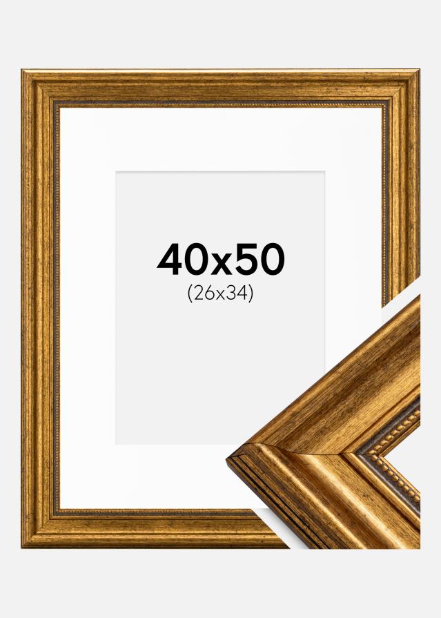 Ram med passepartou Frame Rokoko Gold 40x50 cm - Picture Mount White 27x35 cm
