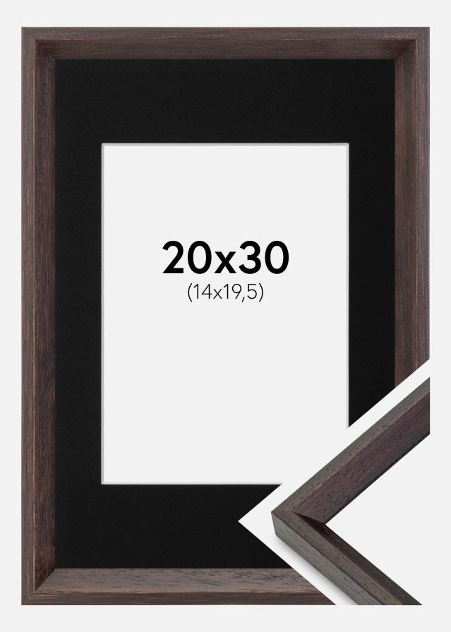 Ram med passepartou Frame Globe Espresso 20x30 cm - Picture Mount Black 15x21 cm (A5)