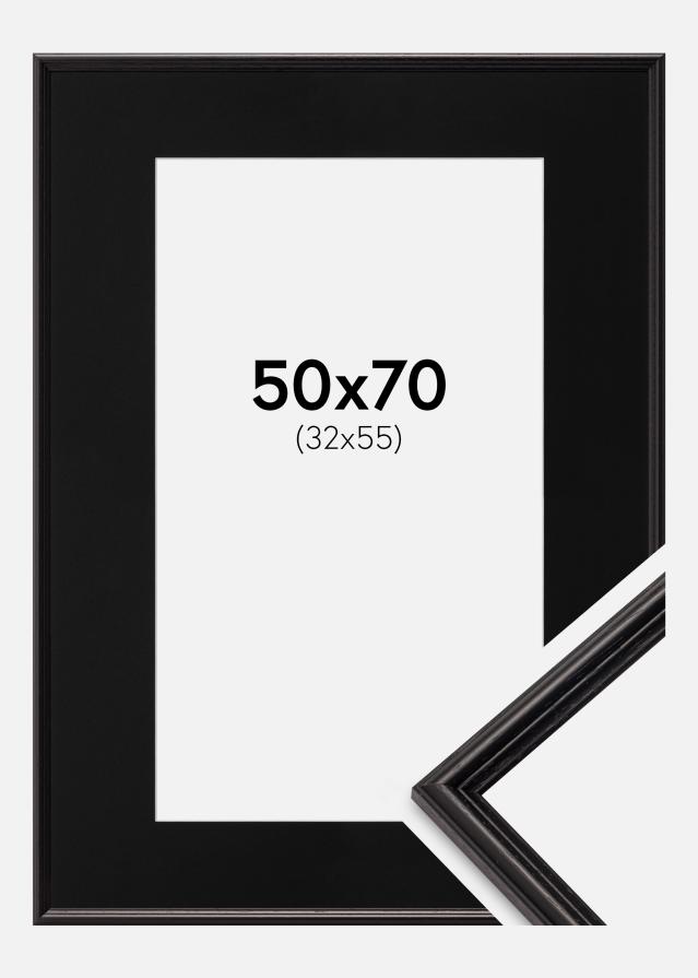 Ram med passepartou Frame Horndal Black 50x70 cm - Picture Mount Black 33x56 cm