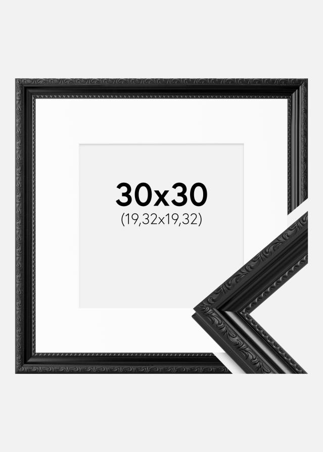 Ram med passepartou Frame Abisko Black 30x30 cm - Picture Mount White 8x8 inches