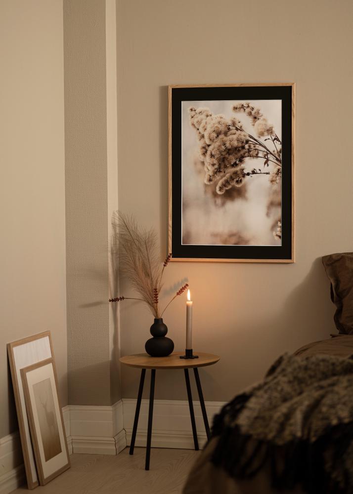 Ram med passepartou Frame E-Line Oak 30x40 cm - Picture Mount Black 21x29.7 cm (A4)