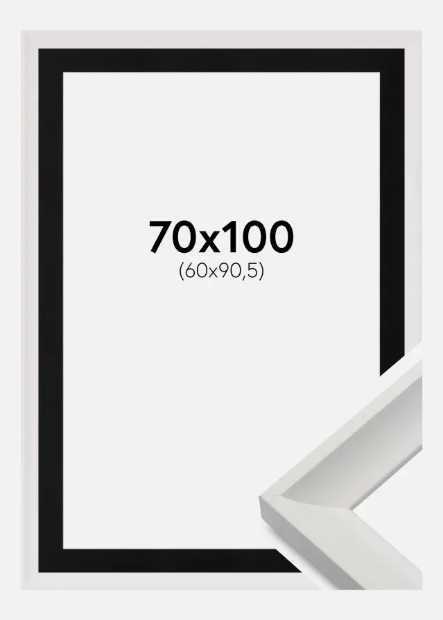 Ram med passepartou Frame Öjaren White 70x100 cm - Picture Mount Black 61x91.5 cm