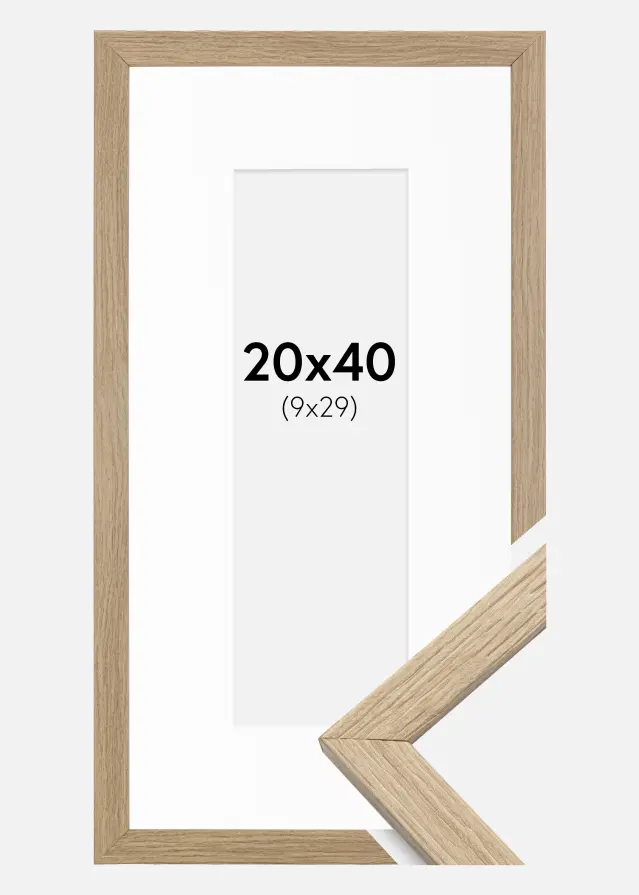 Ram med passepartou Frame Stilren Acrylic Glass Oak 20x40 cm - Picture Mount White 10x30 cm