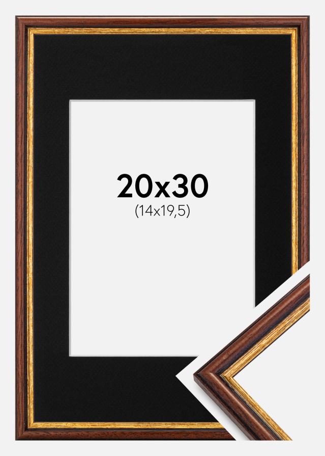 Ram med passepartou Frame Horndal Brown 20x30 cm - Picture Mount Black 15x21 cm (A5)