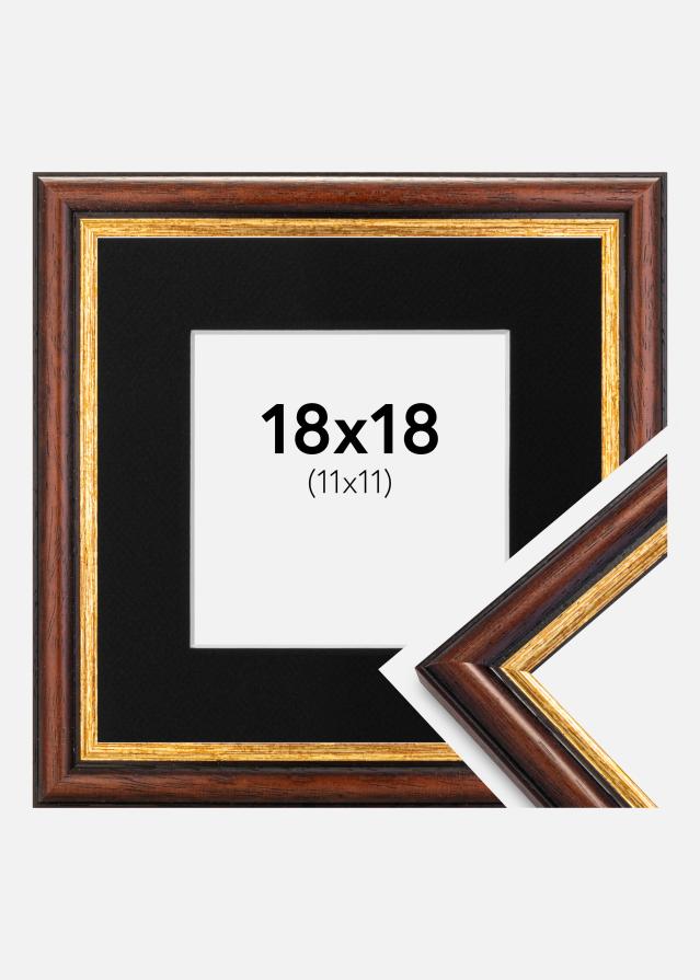 Ram med passepartou Frame Siljan Brown 18x18 cm - Picture Mount Black 12x12 cm