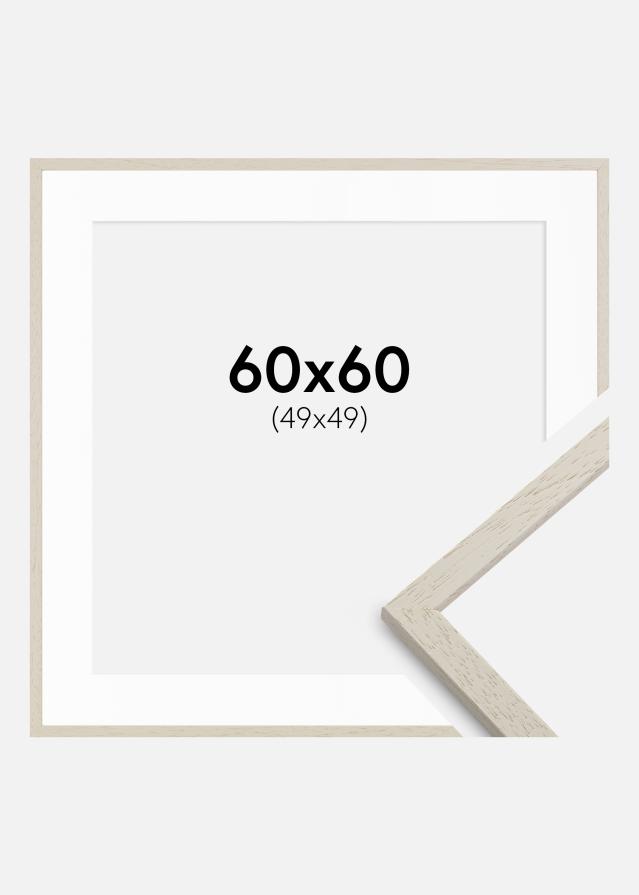 Ram med passepartou Frame Edsbyn Sand 60x60 cm - Picture Mount White 50x50 cm