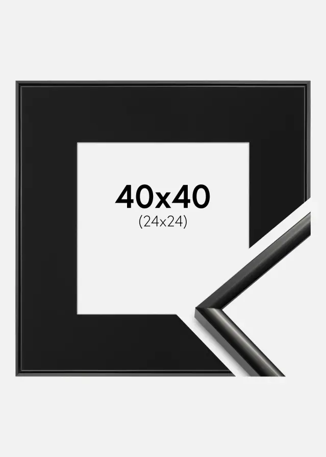 Ram med passepartou Frame New Lifestyle Black 40x40 cm - Picture Mount Black 25x25 cm
