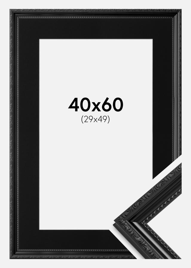 Ram med passepartou Frame Abisko Black 40x60 cm - Picture Mount Black 30x50 cm