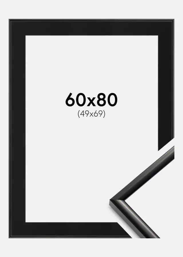 Ram med passepartou Frame New Lifestyle Black 60x80 cm - Picture Mount Black 50x70 cm