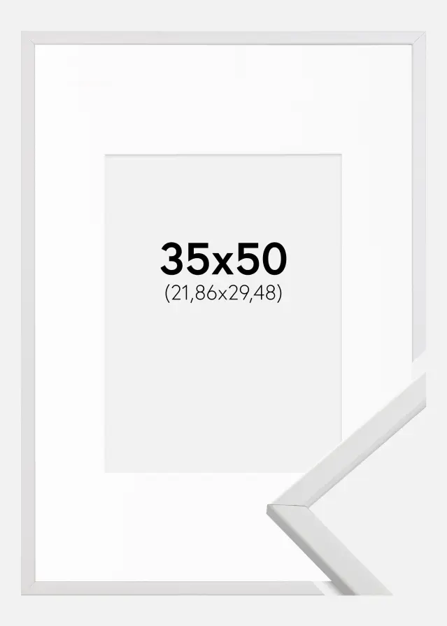 Ram med passepartou Frame Galant White 35x50 cm - Picture Mount White 9x12 inches