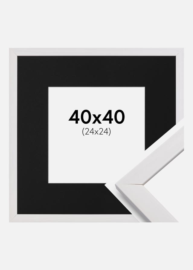 Ram med passepartou Frame Stilren White 40x40 cm - Picture Mount Black 25x25 cm